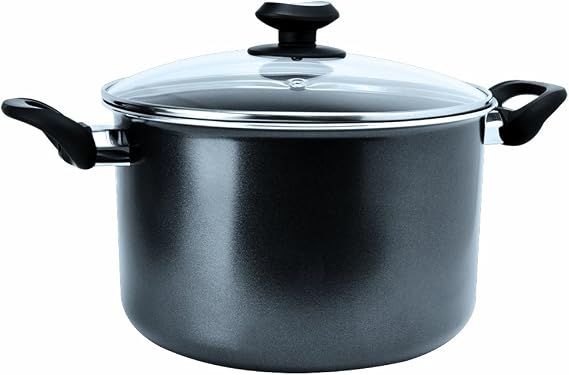 Ecolution Elements 8 Quart Stock Pot with Glass Lid, Grey