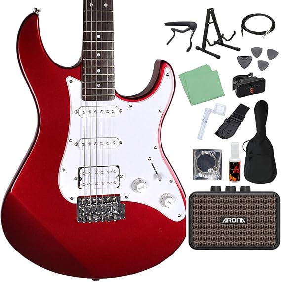 Yamaha PACIFICA012 Electric Guitar, Beginner Model with SSH Pickup, Yamaha Pacifica Mini Amp Beginner Set, Red Metallic