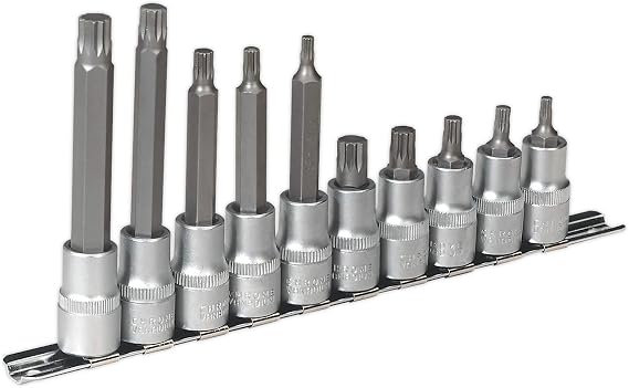 Sealey Ak6215 Spline Socket Bit Set 10Pc 1/2Sq Drive