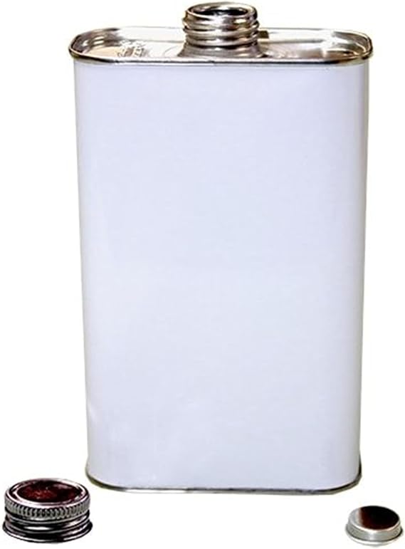 1 Pint F-Style Metal Tin Can with Cap & Seal White Oblong Container with 1" Delta Opening Empty Paint Can, Solvent Can, Touch Up Paint Container