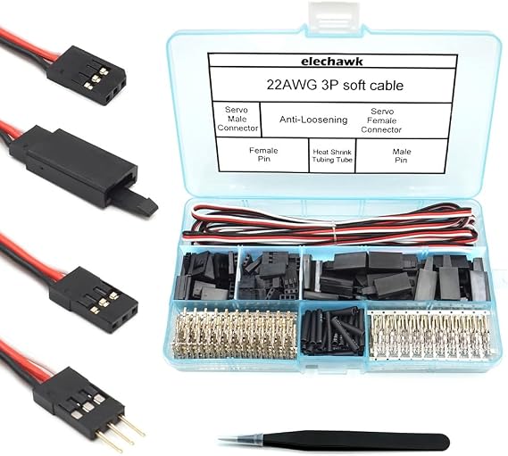 30 Sets Servo Connector Male Female Plug Crimp Pin Cable Kit Compatible with Futaba JR Hitec Spektrum RC Connectors (Without Crimping Tool)