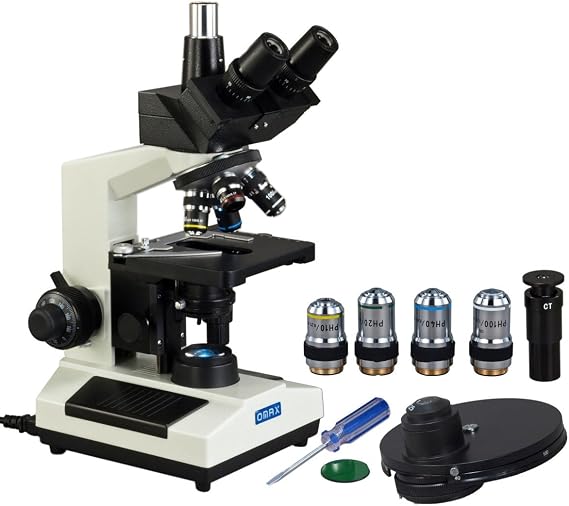 OMAX M837ZL-PHB3 2500X LED Trinocular Compound Microscope with Phase