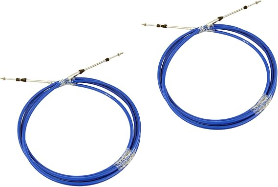 Marine 33C Throttle Shift Remote Control Box Cable For Yamaha Outboard Engine Boat Motor Steering System Blue (25FT, 2 PCs)
