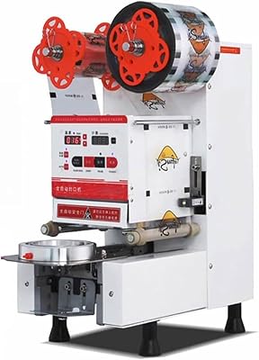 Commercial Milk Tea Shop Soybean Milk Beverage Cup Sealing,600-800 CupsH Digital Control LCD Panel Cup Sealer with Control LCD Panel,for 9095mm PP PE PC Cup SealingWhite