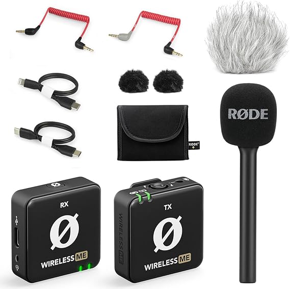 Rode Wireless ME Wireless Microphone System + Interview GO Hand Adapter + Keepdrum Wind Protection