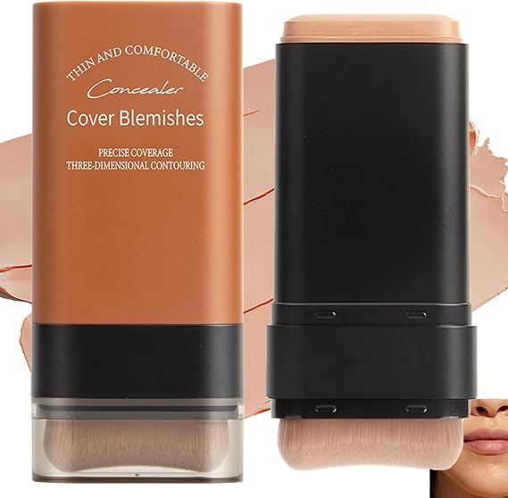 Foundation Stick With Built-In Brush, Full Coverage Cream, #04 Honey Tan