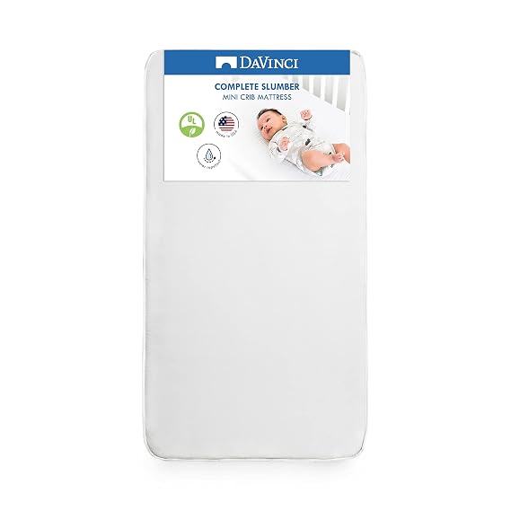 DaVinci Complete Slumber MINI Crib Mattress, Firm support, Lightweight, Waterproof, Greenguard Gold Certified