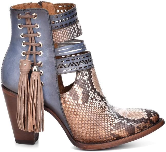 Cuadra Women's Bootie in Genuine Python Leather with Zipper