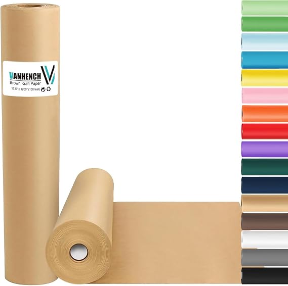 Vanhench Brown Wrapping Paper Roll 17.5"x 1200"(100')