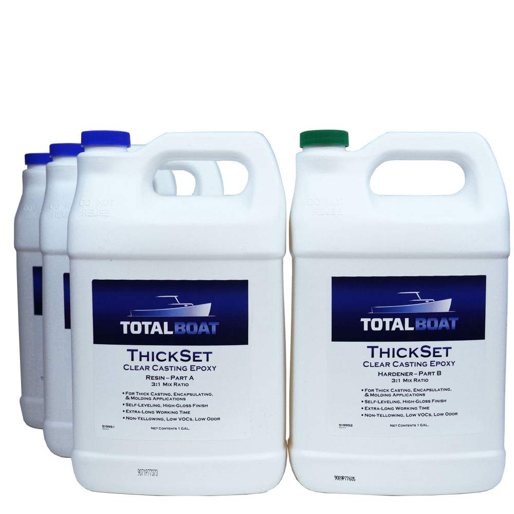 TotalBoat ThickSet Deep Pour Epoxy Resin Kit 4 Gallon - Crystal Clear Thick Pour Resin for Art, Casting, Epoxy River Tables, Live Edge Slabs, Molds, Wood