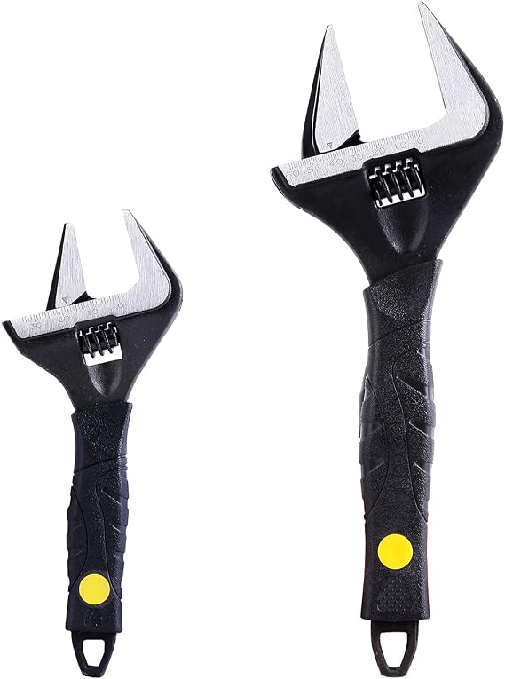 Sharp-tec Adjustable Spanner Set, Wide Jaw Opening Adjustable Wrench, Heavy-Duty Plumbing Tools for Plumbers, 6 inch/165mm and 12 inch/310mm