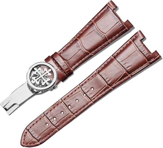 Genuine Leather Watch Strap For Patek Philippe 5711 5712G Waterproof Sweat-Proof Concave Folding Buckle Watchband 25mm Wristband