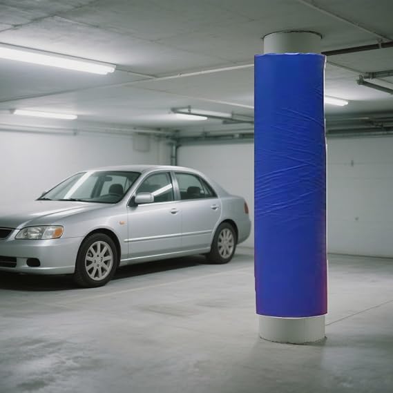 Garage Pillar Wrap Pole Protection Padding Round, 5ft Heavy Duty Basketball Hoop Pad & Column Pads for Gym/Courts/Parks, Customizable Post Padding Wrap Around(Blue,Dia 3 1/2in)