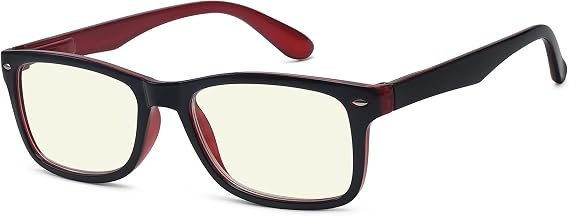 Eyekepper Blue Light Reading Glasses Men Women 1.25, Small Red