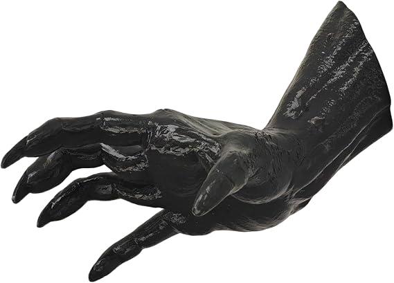 Gothic Black Hand Wall Sculpture Creepy Long Nail Hand Holding Rose Jewelry & Watch Holder, Gothic Decor for Wall or Table, Perfect for Halloween