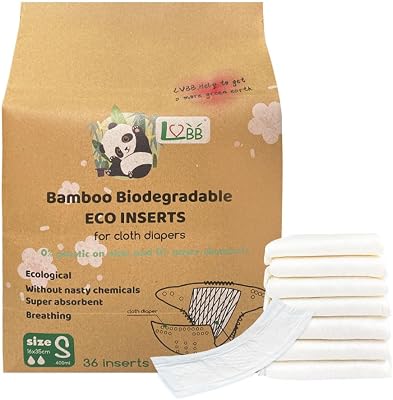 LVBB Disposable Diaper Inserts for Cloth Diapers, Disposable Diapers Pads Overnight, Super Soft and Absorbent Diaper Booster Pads for Babies and Children,Nature, 36 Count Pack of 2