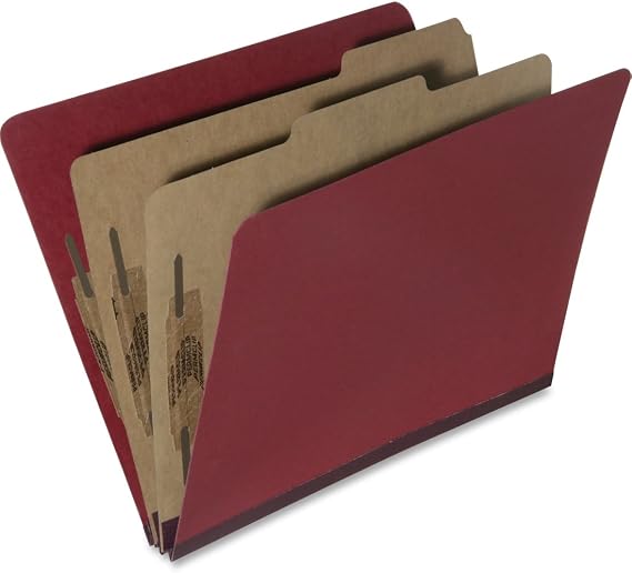 SKILCRAFT 7530-01-556-7917 Pressboard Classification Folder, Letter Size, Dark Red (Box of 10)