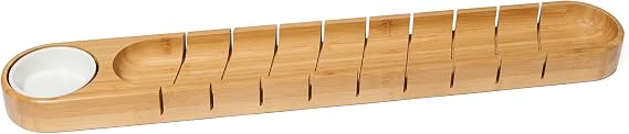 Lipper International 8251 Bamboo Wood French Bread Board with Ceramic Dip Bowl, 25 5/8" x 4" x 1 1/2"