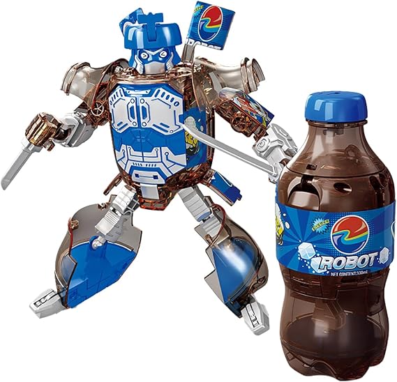 Beverage Bottles Deformation Robot Toys for Boys, Birthday Choice (blue)