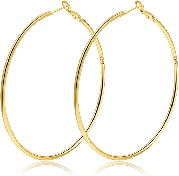 2mm Sterling Silver Big Hoop Earrings For Women - Large Hypoallergenic Circle Endless Thin Oversize Silver Hoops