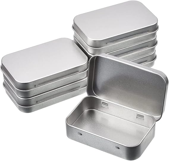 6 Pack Tins Container Metal Rectangular Empty Hinged Tins Box with Lids, Mini Portable Storage Box Small Storage Containers for Home Organizer