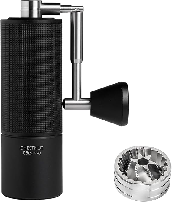 TIMEMORE Chestnut C3 ESP Pro All-Metal Coffee Grinder Manual with Precise Grinding Adjustment Stainless Steel and Conical Grinder Foldable Handle Bean Container 25 g Coffee Grinder - Black