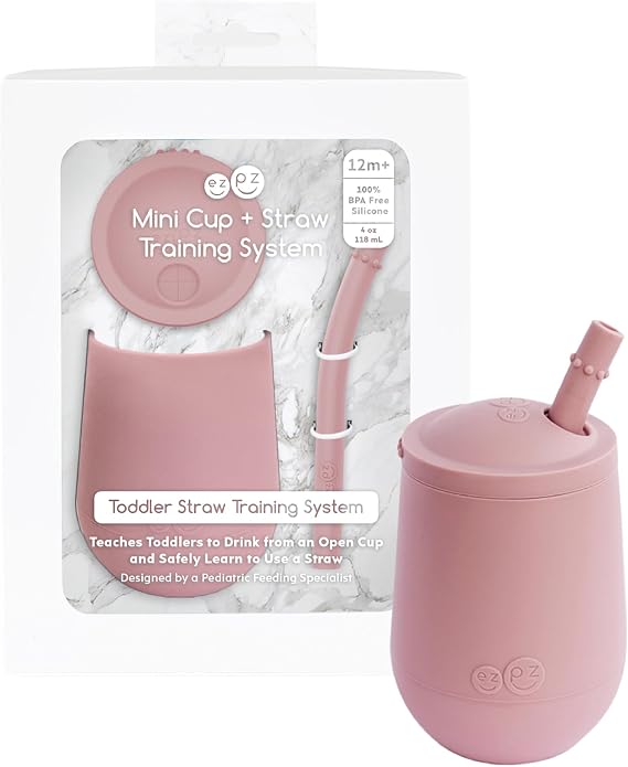 ezpz Mini Cup + Straw Training System (Blush) - 9 Months+