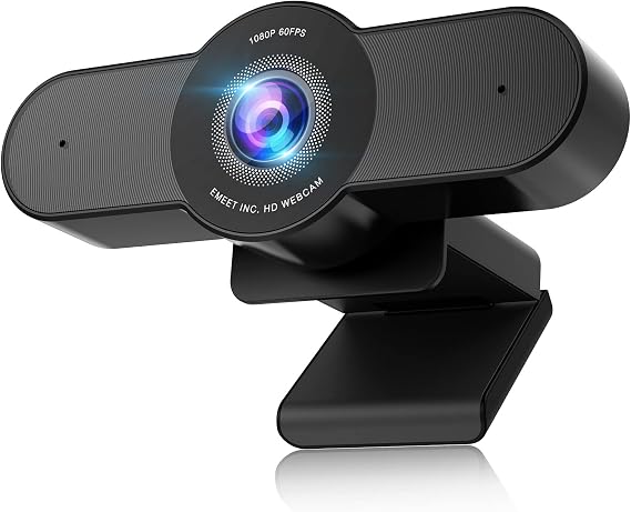 EMEET 1080P HD 60FPS Streaming Webcam with 2 AI Mics, 90 FOV, Auto Focus, Privacy Mode, Compatible with Windows, Mac, Zoom, Teams