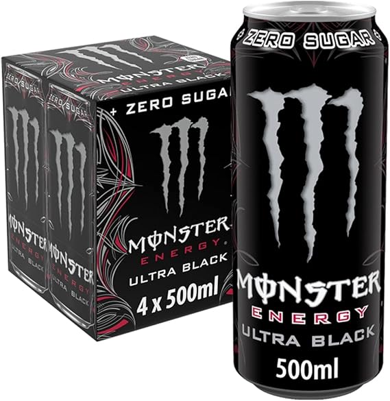 Monster 400034 Ultra Black Enegy Drink Wigg 4 x 500 ml Aluminium White