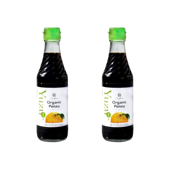 Organic Yuzu Ponzu - 8.5 fl oz - Set of 2 - Japanese Citrus Fruits and Soy Dressing - Tangy Savory Sauce with Umami Flavor - Product of Japan