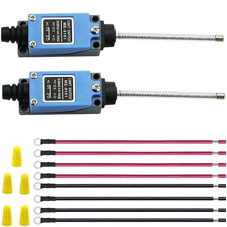 ME-9101 Momentary Limit Switch Travel Switch Flexible Coil Spring Rod 5A 250V AC/0.4A 115V DC Self-Reset 1NC 1NO Waterproof for CNC Mill 3D Printer 8PCS Terminal Wires 5PCS Terminal Cap