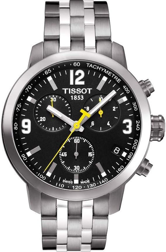 Tissot Men's 1.7 inches 42 mm Chronograph Silver Steel Bracelet & Case Watch T0554171105700, Bracelet Type