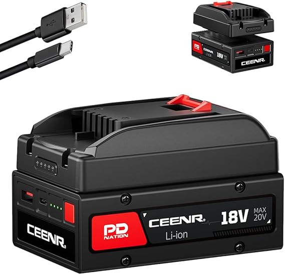 PDNation Battery 4.0Ah and Adapter Combo, Replacement for Worx 20V Battery, Compatible with Worx WA3520