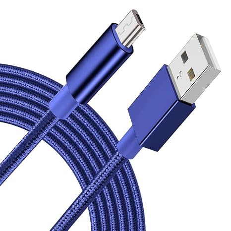 Braided USB Cable Charging Cord/Charger Power Lead Wire Compatible with Launch Tech Creader X431 V+ OBD2 Reader/Blue / (3m / 9.9ft)