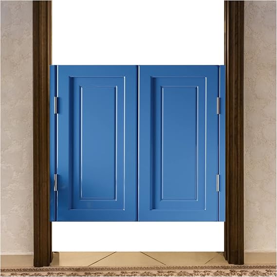 Zanotva Bar Swinging Door, Wooden Indoor Partition for Tavern Cafe Balcony Bedroom Entrance, Two-Way Open Auto Close Hinge, Retro Style, Blue, Size : 125x100cm