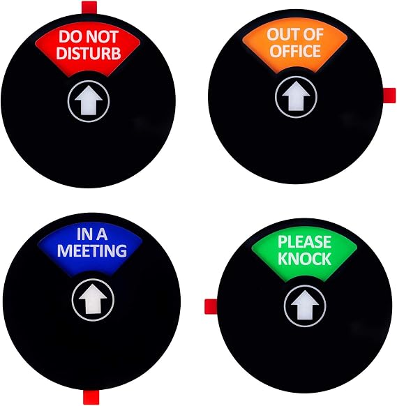 Kichwit Privacy Sign, Do Not Disturb Sign, Out of Office Sign, Please Knock Sign, in a Meeting Sign, Office Sign, Conference Sign for Offices, 5 Inch, Black