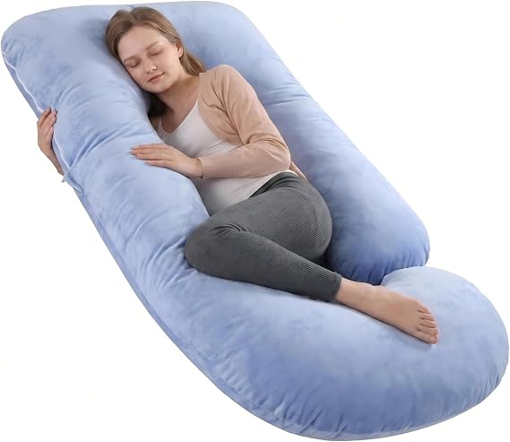 Pregnancy Pillow for Sleeping, Soft 57 Full Body Maternity Pillow, U Shaped with Removable Washable Cover, Support for Back, Belly, Leg, Hip, Neck & Shoulder, Purple