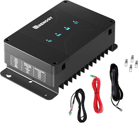Renogy Smart 50A DC-DC MPPT Battery Charger 12V, Dual Input for RVs/Vans | 50V/660W solar input,AGM/Gel/Flooded/Li, MPPT 99% tracking,alternator+dual input,overvoltage/short protection,negative ground