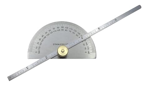 Depth Gauge with Protractor | Rond Head | Stainless Steel | 6-inch Steel Rule | Made in India