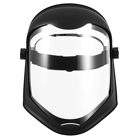 OUZHOU Face Shield Visor, Clear Full Face Protective Mask with Anti-Fog Anti-Static Coating, Reusable Anti-Scratch Breathable Face Shield with Adjustable Headband for Eye & Face Protection