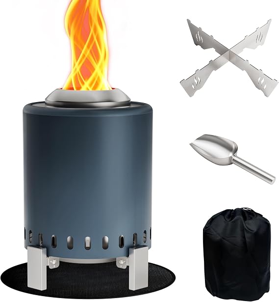 Breezz Smokeless Tabletop Fire Pit 7 in, Blue