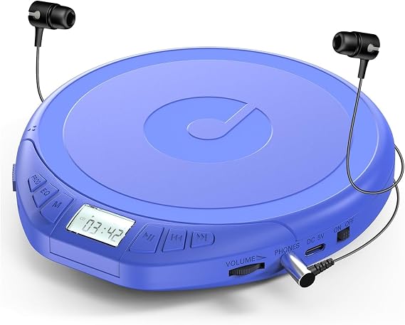 Gueray Portable CD Player with Earphones CD Player for Car Support MP3