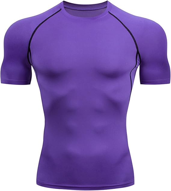 Men's Compression Base Layer Top Short Sleeve High-Elastic Quick Dry Sports T Shirt for Gym Fitness Running Workout