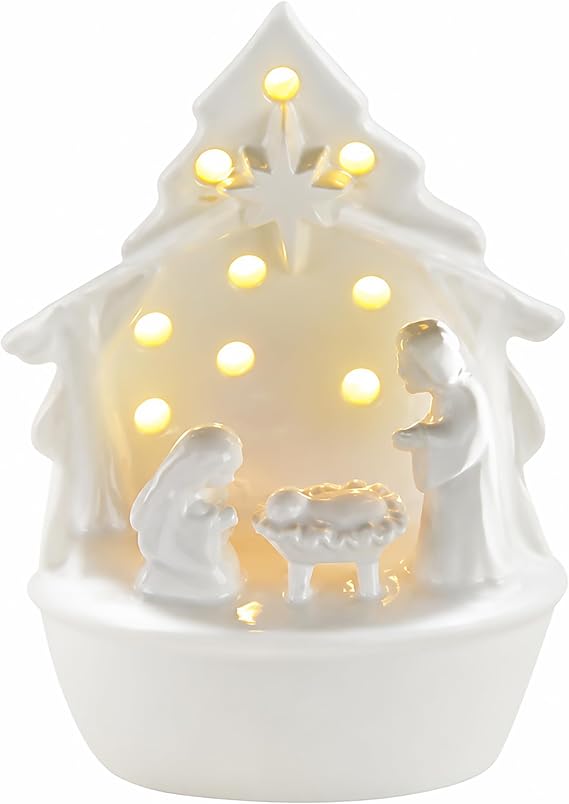 Mud Pie Light Up Nativity Set Sitter | Shows Jesus, Mary, Joseph