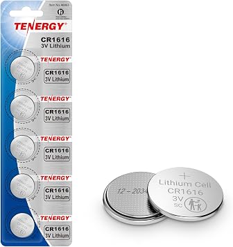 Tenergy CR1616 3V Lithium Cell Battery, for Keys, Handheld Game Console, Calulators, Accessories, 5 Count