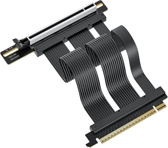 RGEEK PCIe 5.0 Riser Cable X16, 200mm Right Angle for Vertical GPU Mount