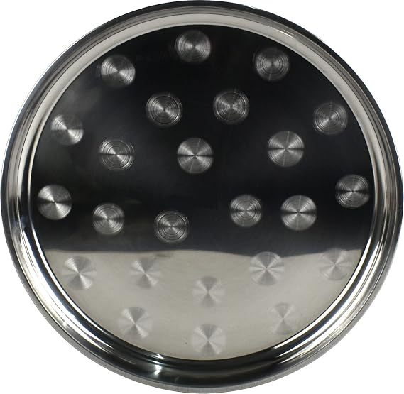 Circle Patterns Stainless Steel Round Serving Tray Platter Plate 35CM