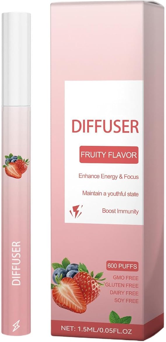 Lung Diffuser Pen, Berry Flavor Energy Booster, Natural Breathing Support Inhaler, Daily Wellness Care Device, for Men Women Morning Work Office Home Travel Gym Focus Vitality Refresh Comfort Use