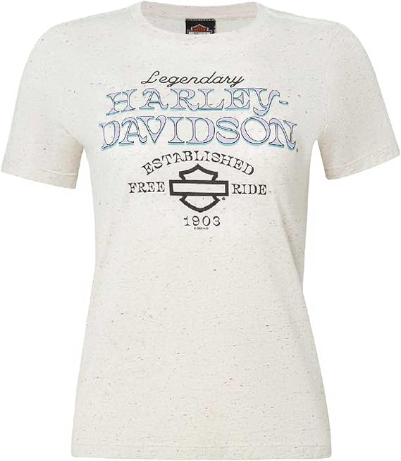 Harley-Davidson Women's Brave & Bold Crew-Neck Short Sleeve Tee, Oatmeal