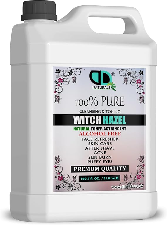 Witch Hazel Alcohol Free Pure Natural Facial Gentle Cruelty Free, Vegan, Cleansing & Toning - Aromatherapy, Skincare and DIY Beauty Recipes (5 Litre)